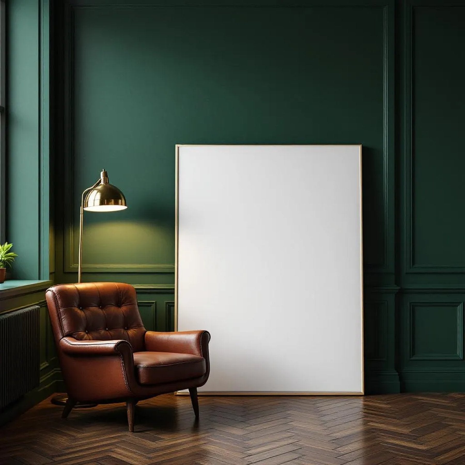 Reading Nook Wall Art Mockup — Plain Square Frame Portrait 2:3 — Perspective View — #03009 | MockupBulk