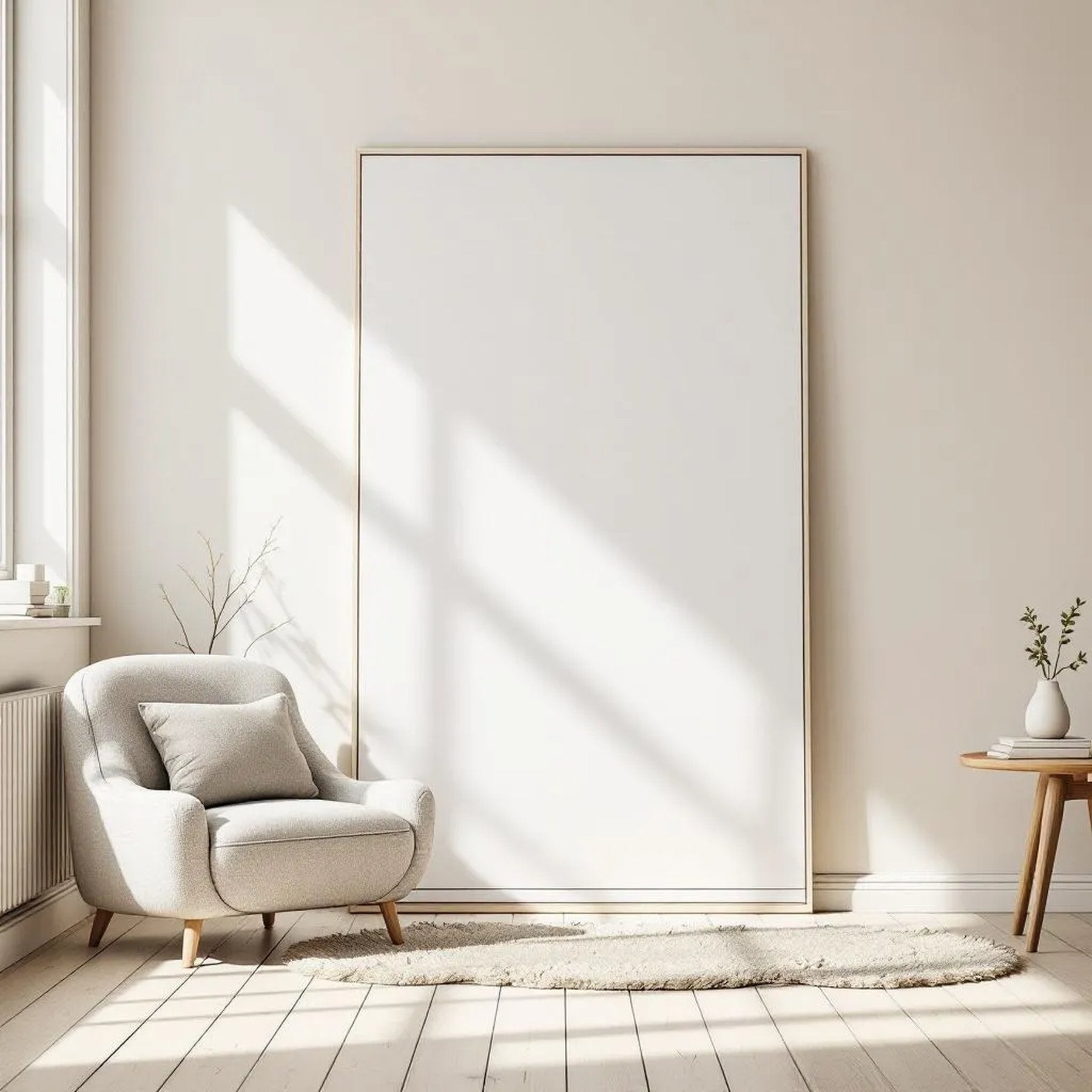 Scandinavian Wall Art Mockup — Plain Square Frame Portrait 2:3 — Perspective View — #02719 | MockupBulk