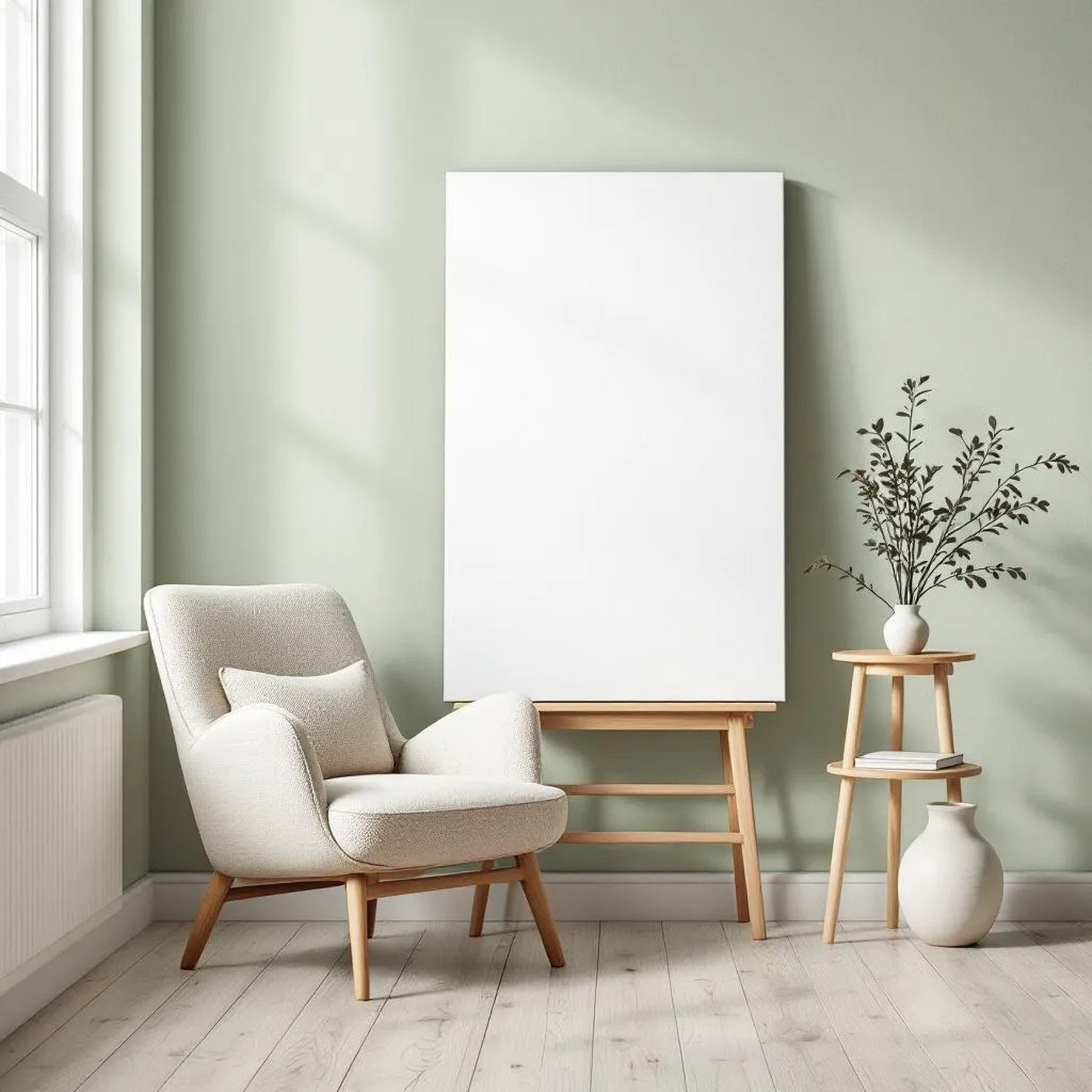 Scandinavian Lifestyle Frame Mockup — Plain Square Frame Portrait 2:3 — Perspective View — #02720 | MockupBulk