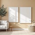 Scandinavian Interior Frame Mockup — Plain Square Frame Portrait 2:3 — Perspective View — #02722 | MockupBulk