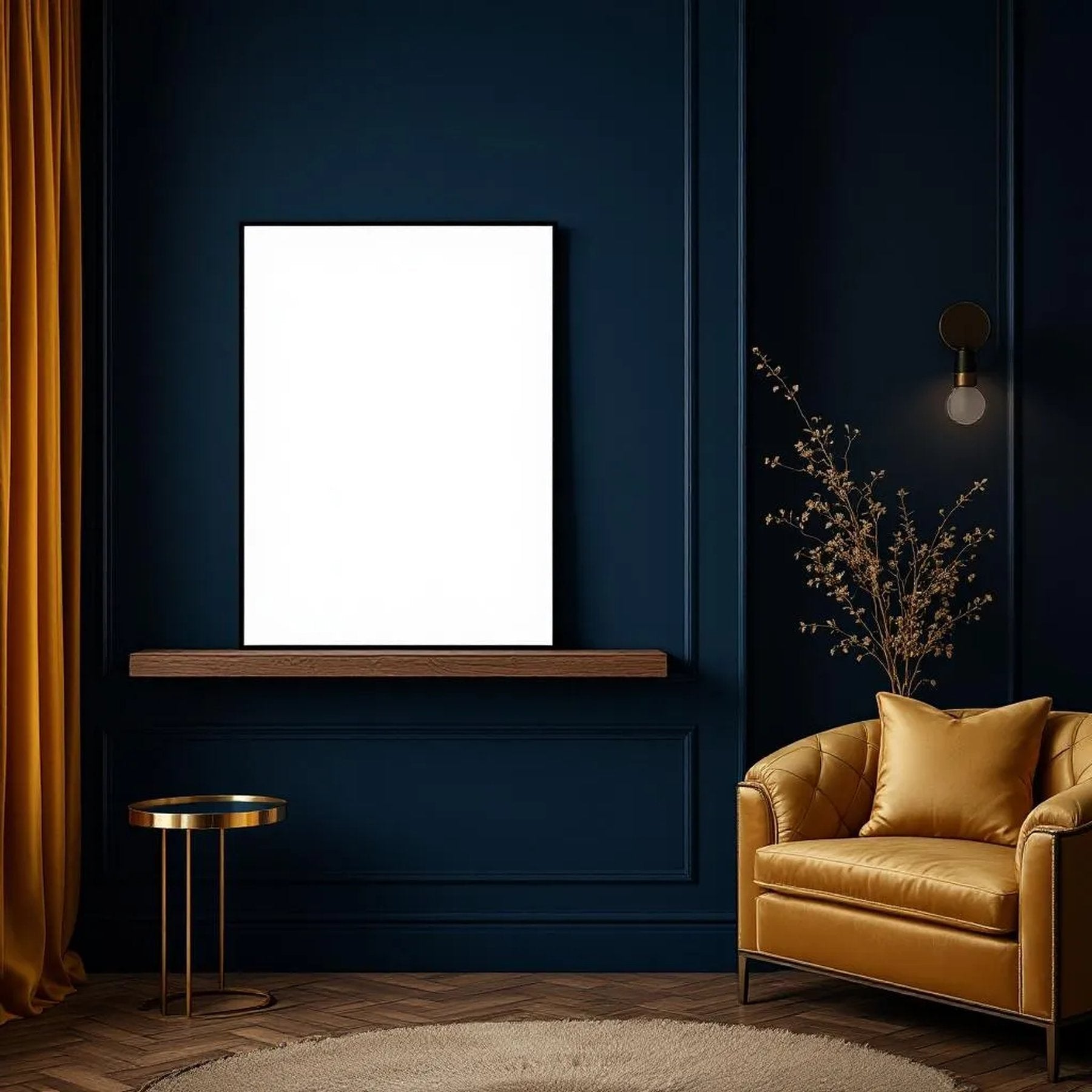 Art Deco Lifestyle Frame Mockup — Plain Square Frame Landscape 3:4 — Perspective View — #02828 | MockupBulk