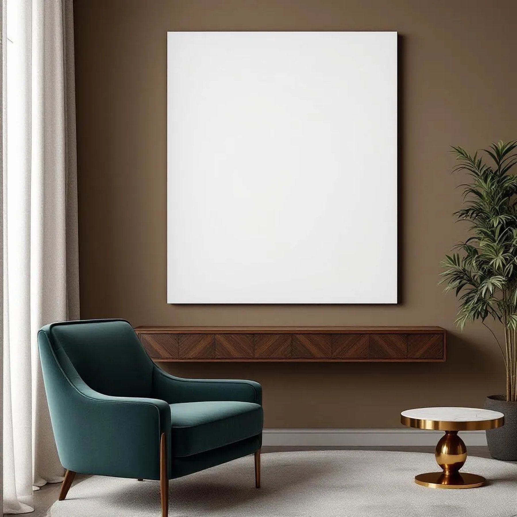 Art Deco Styled Room Mockup — Plain Square Frame Portrait 4:5 — Perspective View — #02829 | MockupBulk