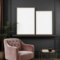 Art Deco Editorial Room Mockup — Plain Square Frame Portrait 2:3 — Perspective View — #02830 | MockupBulk