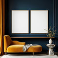 Art Deco Wall Art Mockup — Plain Square Frame Portrait 2:3 — Perspective View — #02831 | MockupBulk
