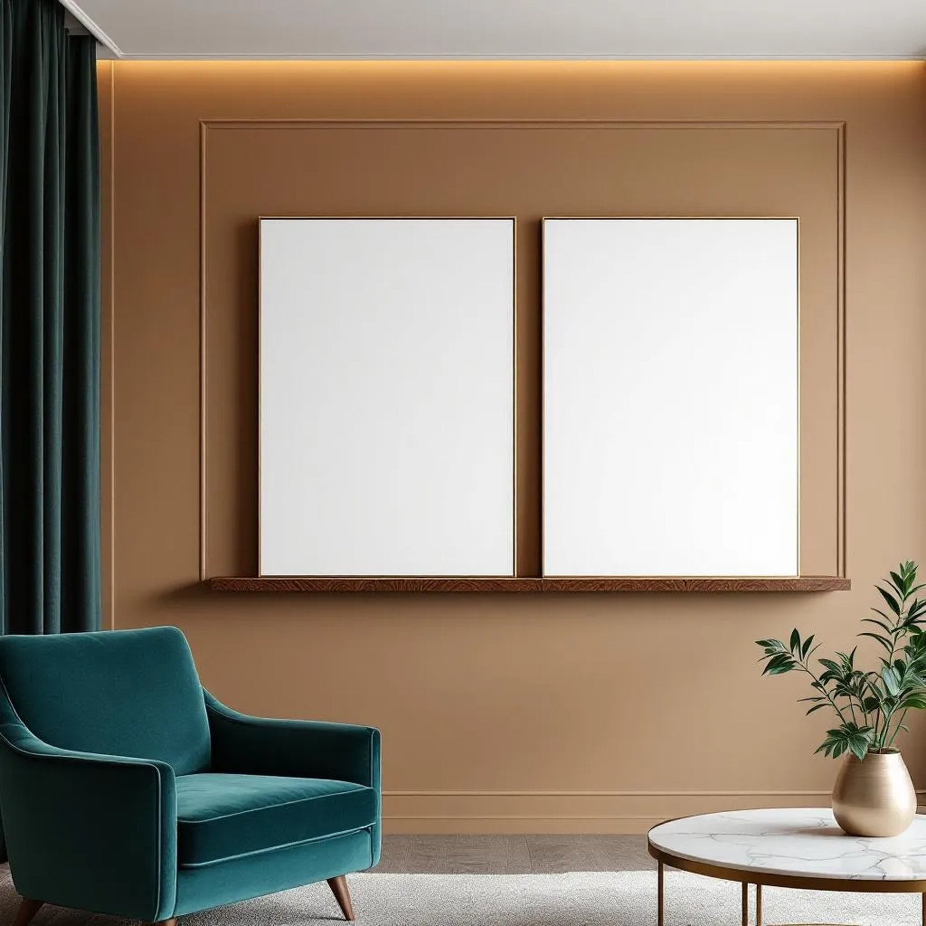 Art Deco Room Scene Mockup — Plain Square Frame Portrait 2:3 — Perspective View — #02832 | MockupBulk