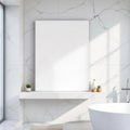Spa Bathroom Styled Room Mockup — Plain Square Frame Portrait 4:5 — Perspective View — #03043 | MockupBulk