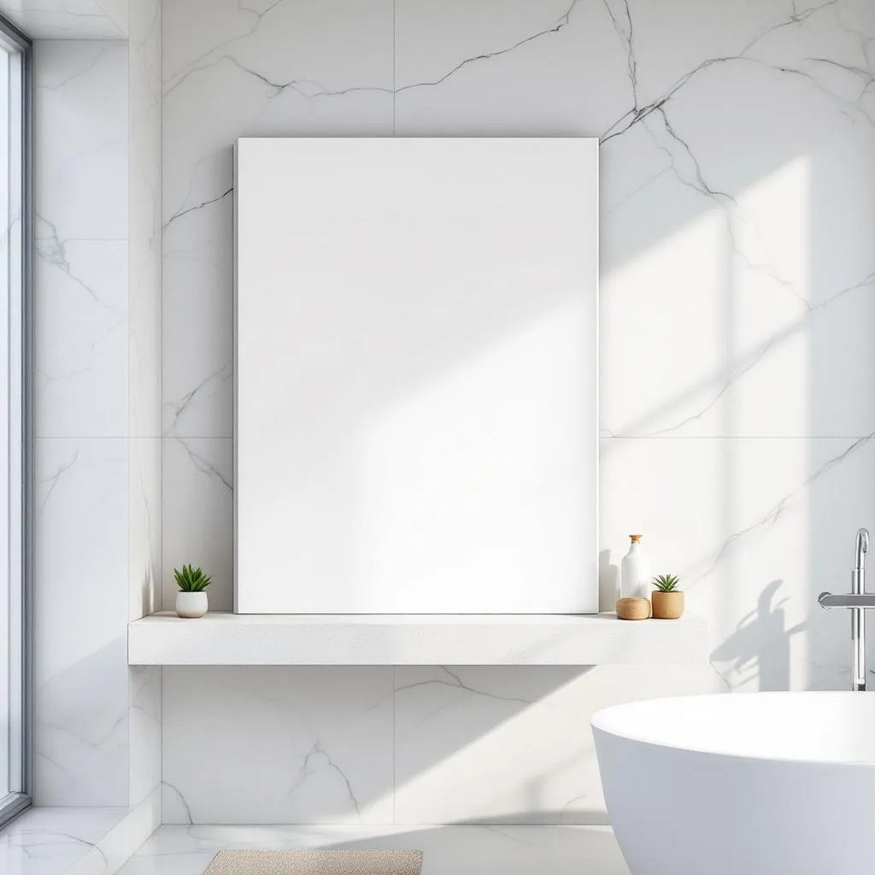 Spa Bathroom Styled Room Mockup — Plain Square Frame Portrait 4:5 — Perspective View — #03043 | MockupBulk