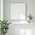 Spa Bathroom Frame Display Mockup — Plain Square Frame Landscape 11x14 — Perspective View — #03045 | MockupBulk