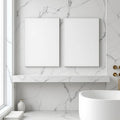 Spa Bathroom Lifestyle Frame Mockup — Plain Square Frame Portrait 2:3 — Perspective View — #03046 | MockupBulk