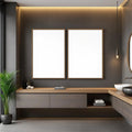 Spa Bathroom Styled Room Mockup — Plain Square Frame Portrait 2:3 — Perspective View — #03047 | MockupBulk