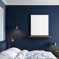 Dark Bedroom Lifestyle Frame Mockup — Plain Square Frame Portrait 2:3 — Perspective View — #02803 | MockupBulk