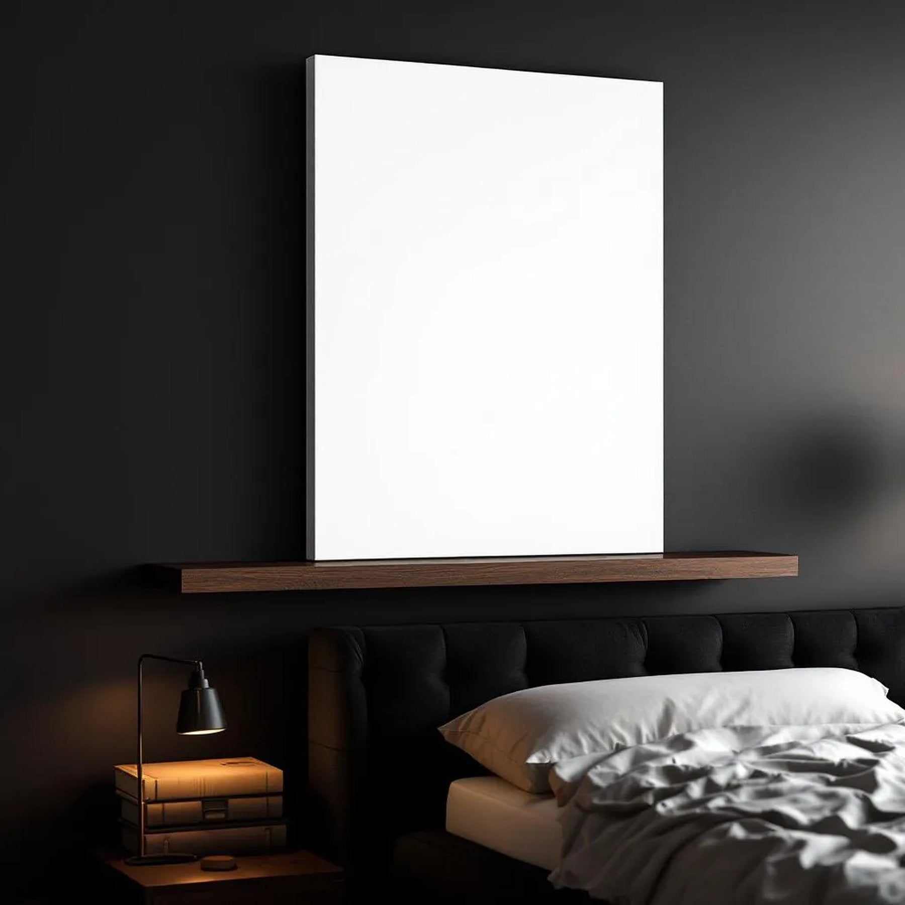 Dark Bedroom Room Scene Mockup — Plain Square Frame A-Series (A4 / A3) — Perspective View — #02804 | MockupBulk