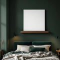 Dark Bedroom Premium Interior Mockup — Plain Square Frame Square 1:1 — Perspective View — #02805 | MockupBulk