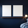 Dark Bedroom Editorial Room Mockup — Plain Square Frame Portrait 4:5 — Perspective View — #02806 | MockupBulk