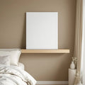 White Bedroom Editorial Room Mockup — Plain Square Frame Landscape 11x14 — Perspective View — #02779 | MockupBulk