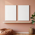 Boho Living Room Lifestyle Frame Mockup — Plain Square Frame Portrait 2:3 — Perspective View — #03144 | MockupBulk
