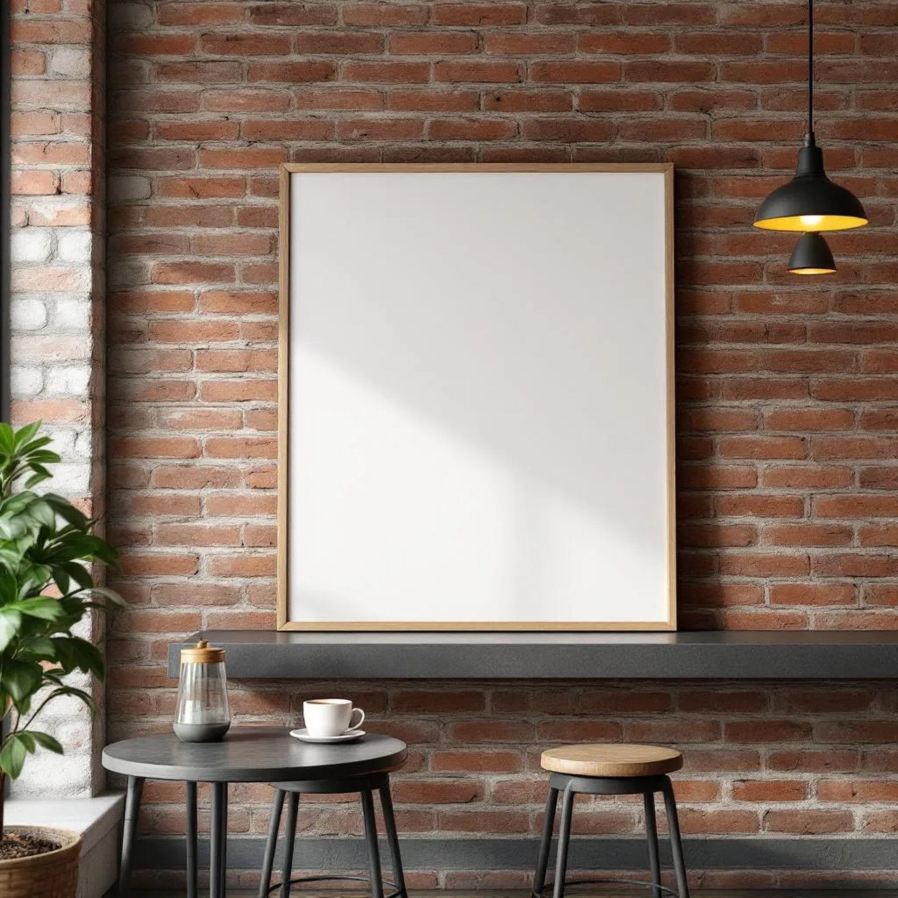Cafe & Bar Frame Display Mockup — Plain Square Frame Square 1:1 — Perspective View — #03067 | MockupBulk