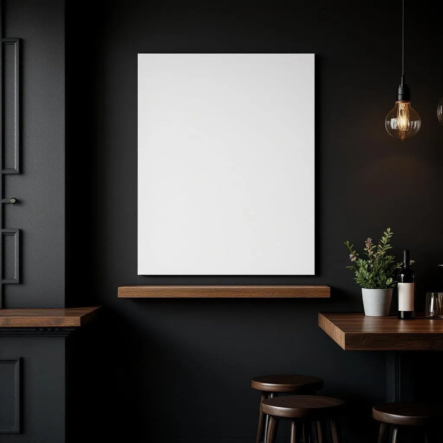 Cafe & Bar Editorial Room Mockup — Plain Square Frame Portrait 4:5 — Perspective View — #03068 | MockupBulk