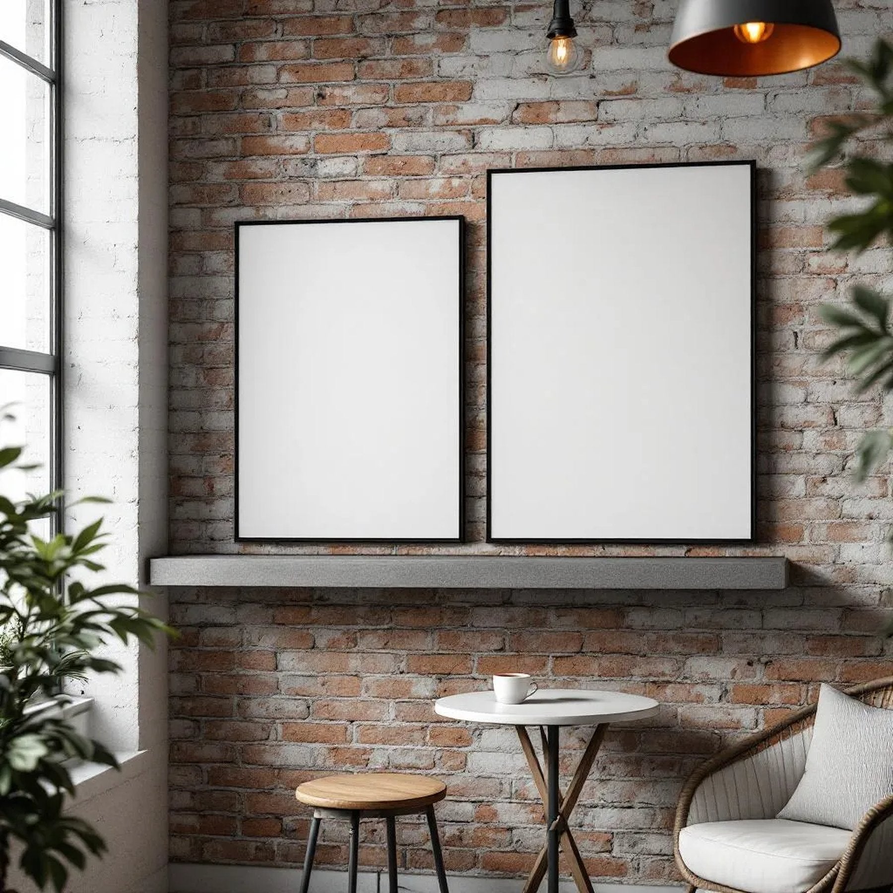Cafe & Bar Styled Room Mockup — Plain Square Frame Portrait 2:3 — Perspective View — #03070 | MockupBulk