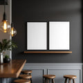 Cafe & Bar Interior Frame Mockup — Plain Square Frame Portrait 5:7 — Perspective View — #03071 | MockupBulk