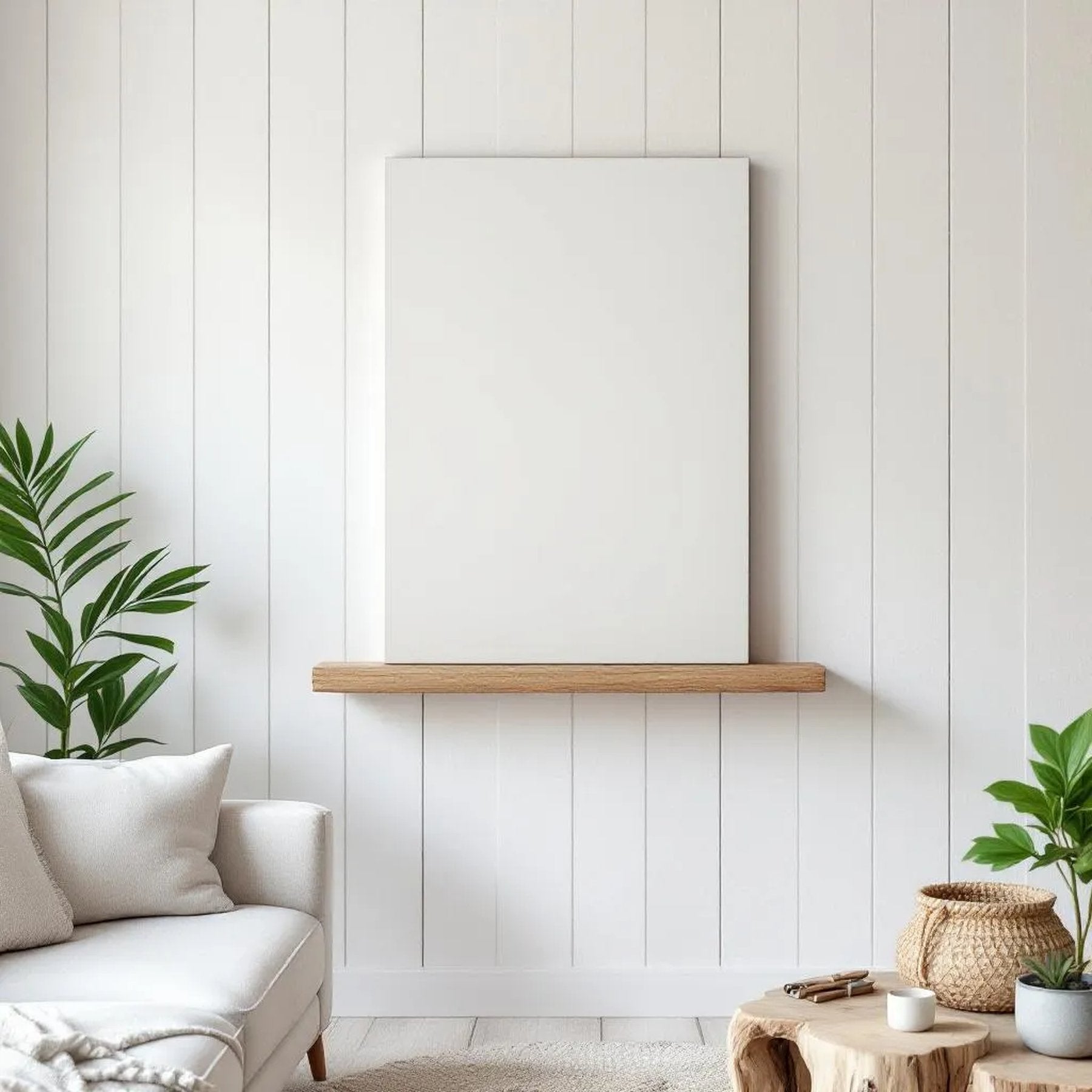Coastal Wall Art Mockup — Plain Square Frame Portrait 2:3 — Perspective View — #02875 | MockupBulk