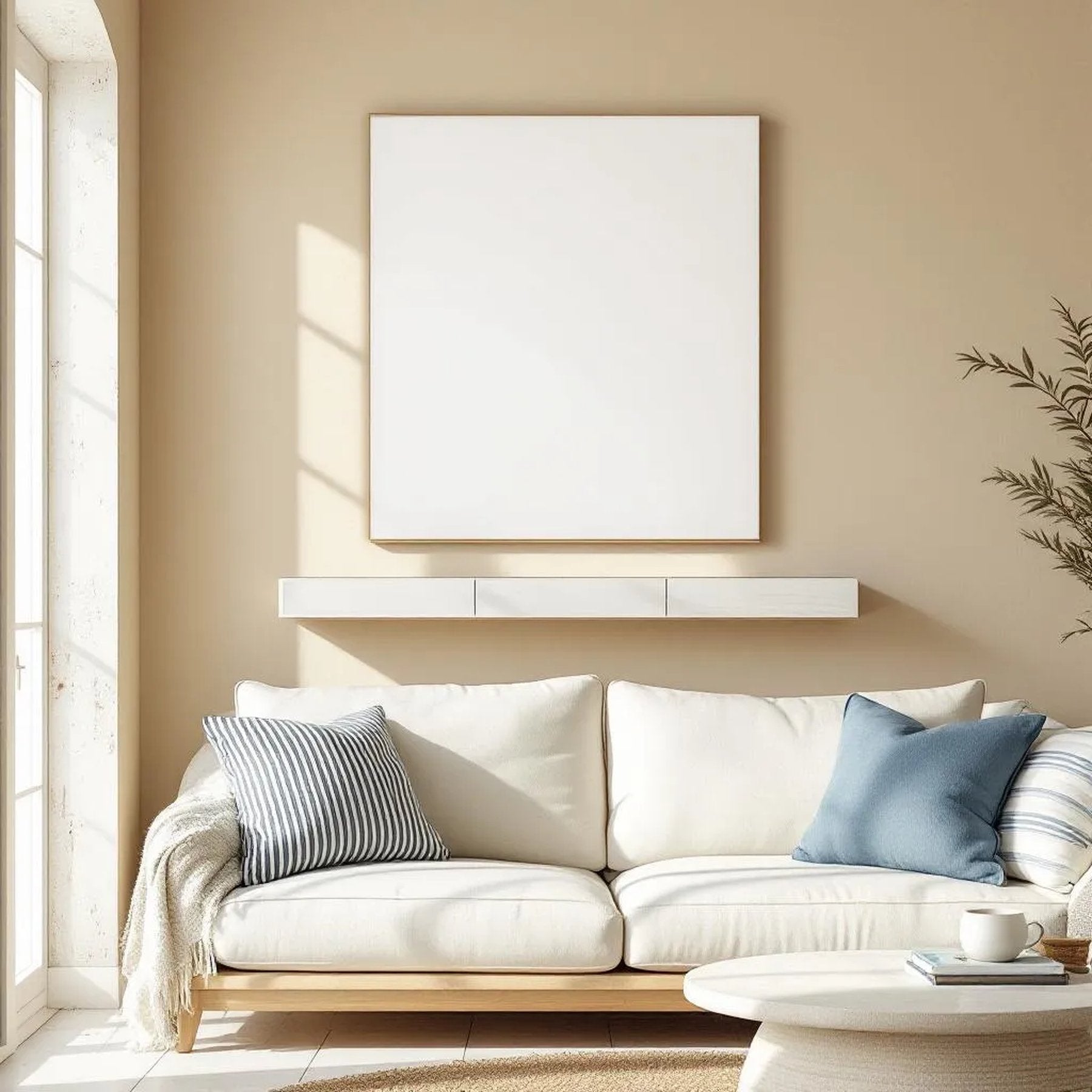 Coastal Lifestyle Frame Mockup — Plain Square Frame Portrait 2:3 — Perspective View — #02877 | MockupBulk