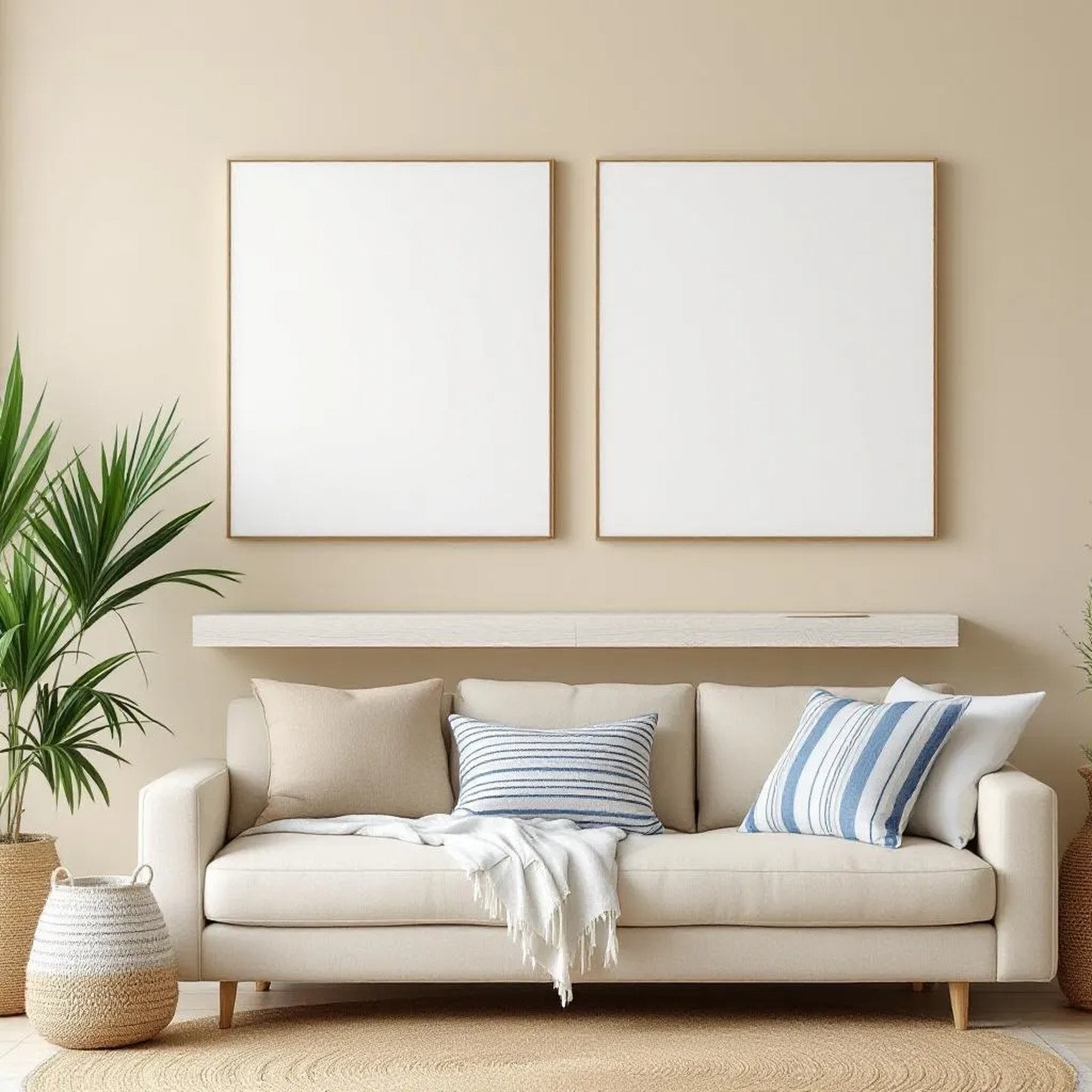 Coastal Frame Display Mockup — Plain Square Frame Portrait 2:3 — Perspective View — #02880 | MockupBulk