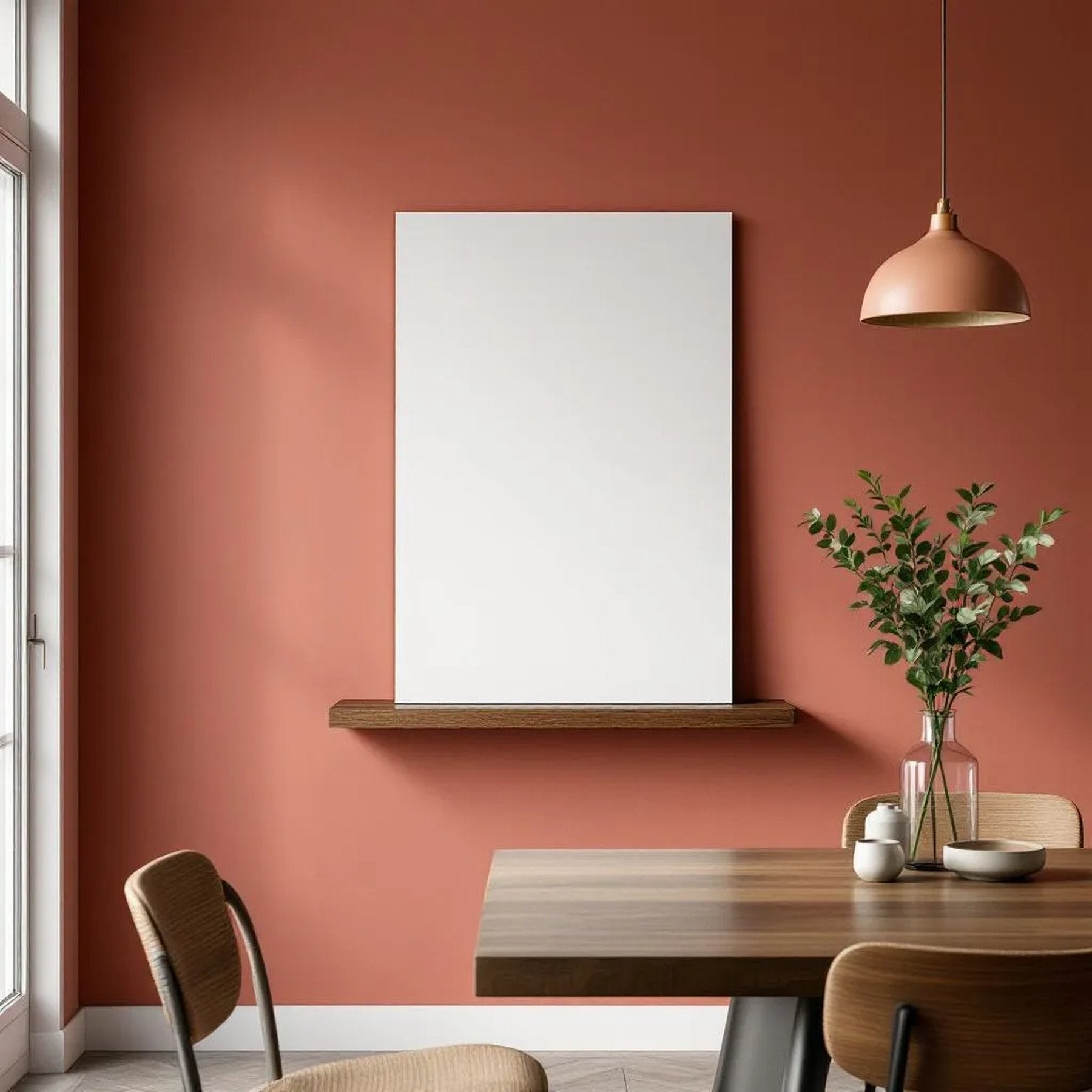 Dining Room Wall Art Mockup — Plain Square Frame Portrait 2:3 — Perspective View — #02995 | MockupBulk