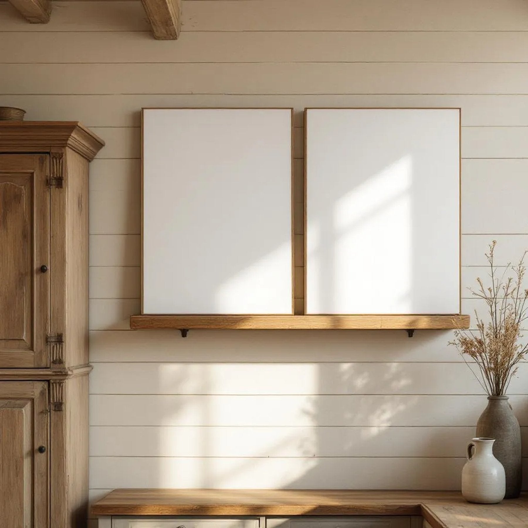 Farmhouse Professional Frame Mockup — Plain Square Frame Portrait 2:3 — Perspective View — #03191 | MockupBulk