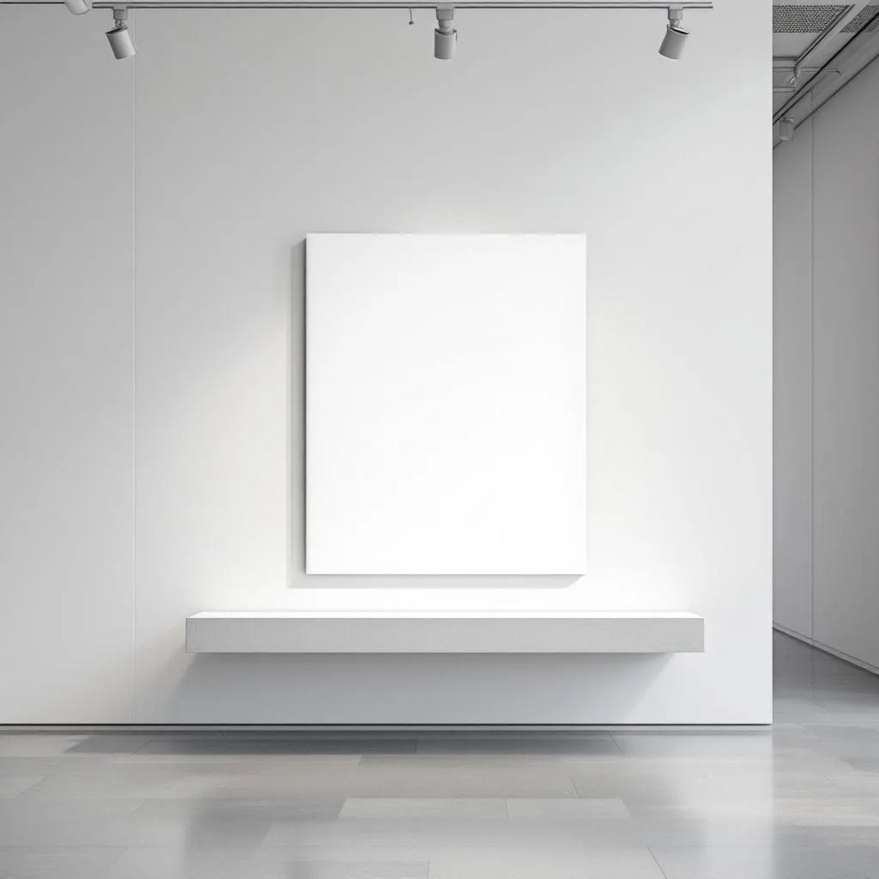 White Gallery Wall Room Scene Mockup — Plain Square Frame Portrait 4:5 — Perspective View — #02851 | MockupBulk