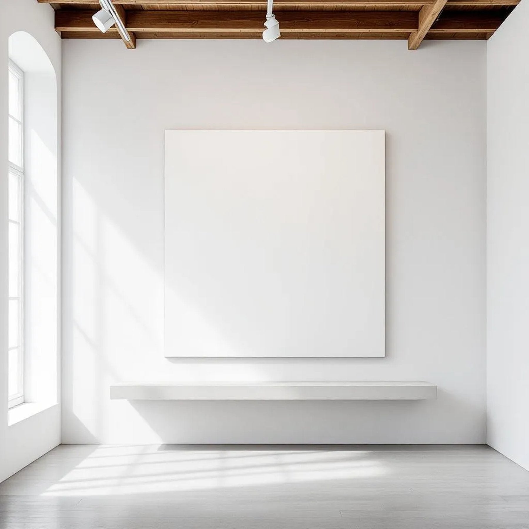White Gallery Wall Professional Frame Mockup — Plain Square Frame Portrait 4:5 — Perspective View — #02853 | MockupBulk