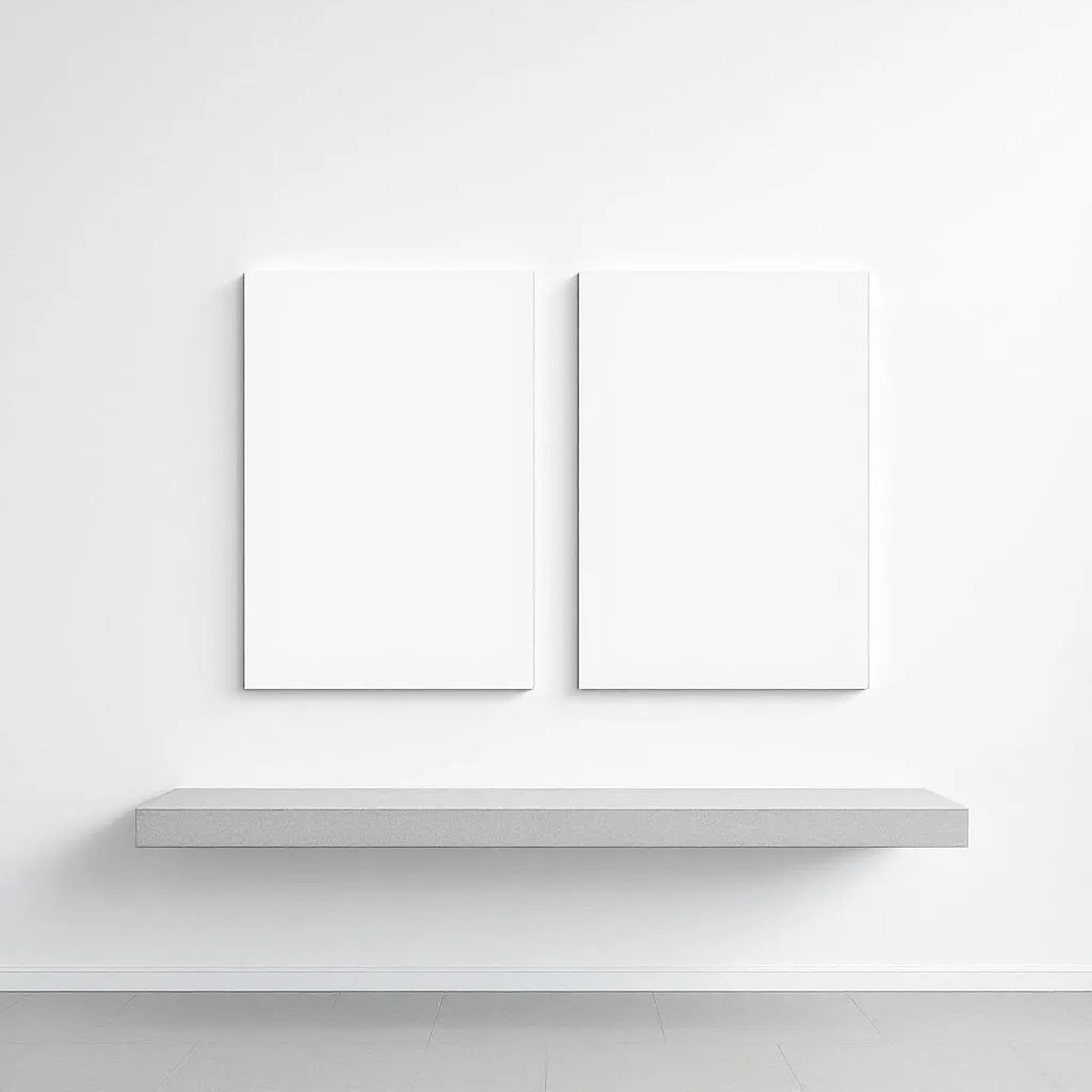 White Gallery Wall Interior Frame Mockup — Plain Square Frame Square 1:1 — Perspective View — #02854 | MockupBulk