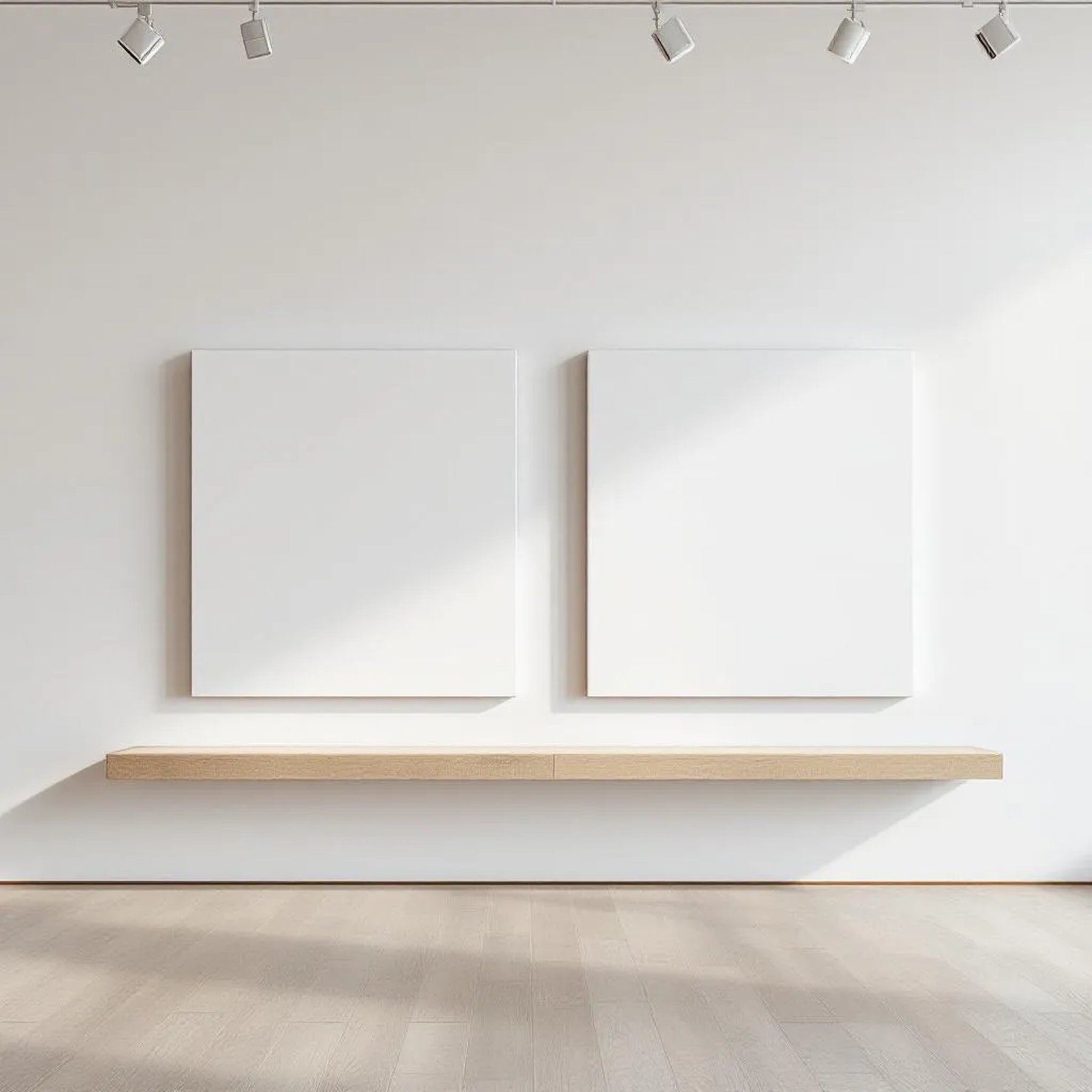 White Gallery Wall Premium Interior Mockup — Plain Square Frame A-Series (A4 / A3) — Perspective View — #02856 | MockupBulk