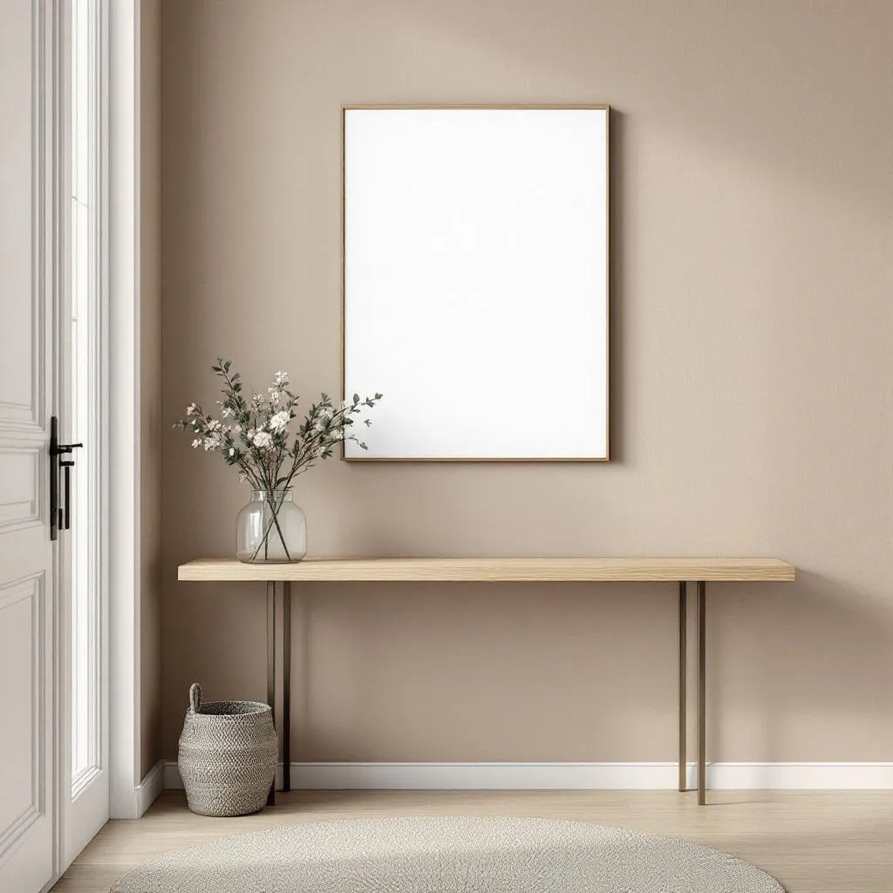Hallway Editorial Room Mockup — Plain Square Frame Landscape 3:4 — Perspective View — #02971 | MockupBulk
