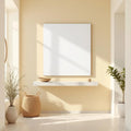 Hallway Lifestyle Frame Mockup — Plain Square Frame Portrait 2:3 — Perspective View — #02973 | MockupBulk