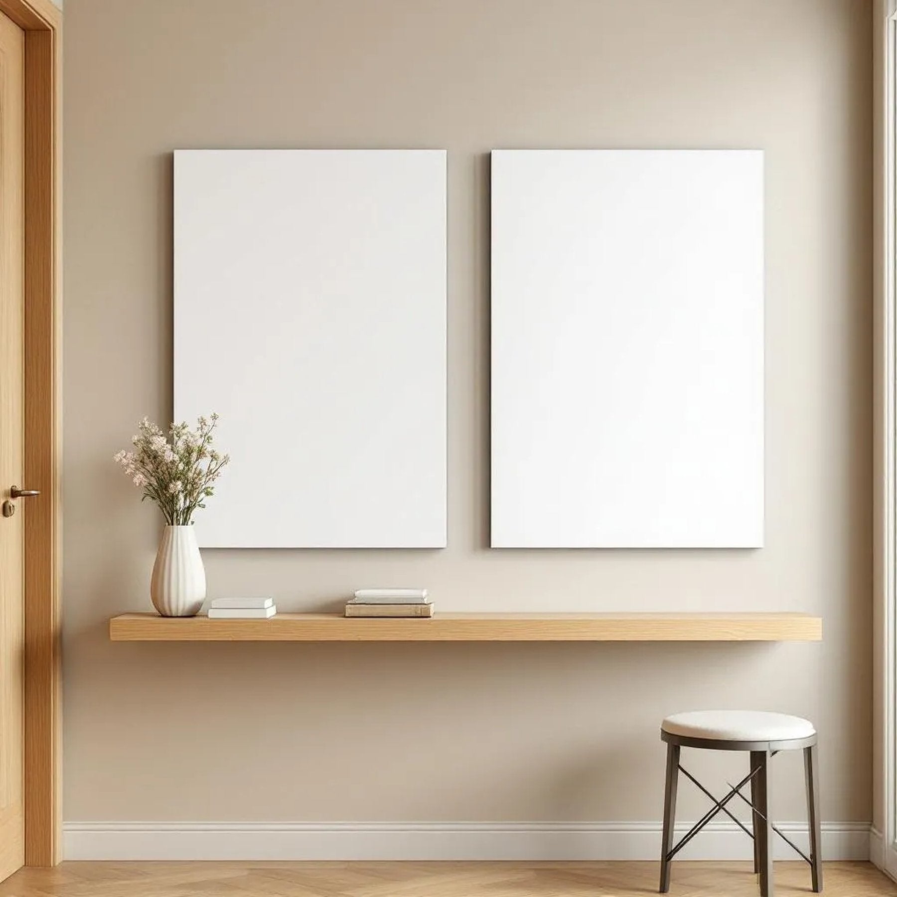 Hallway Styled Room Mockup — Plain Square Frame Portrait 2:3 — Perspective View — #02974 | MockupBulk