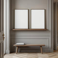 Hallway Wall Art Mockup — Plain Square Frame A-Series (A4 / A3) — Perspective View — #02975 | MockupBulk