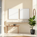 Hallway Wall Art Mockup — Plain Square Frame Portrait 2:3 — Perspective View — #02976 | MockupBulk
