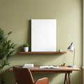 Home Office Interior Frame Mockup — Plain Square Frame Portrait 2:3 — Perspective View — #02947 | MockupBulk