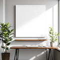 Home Office High-Res Frame Mockup — Plain Square Frame Square 1:1 — Perspective View — #02949 | MockupBulk