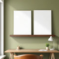 Home Office Frame Display Mockup — Plain Square Frame Portrait 2:3 — Perspective View — #02950 | MockupBulk
