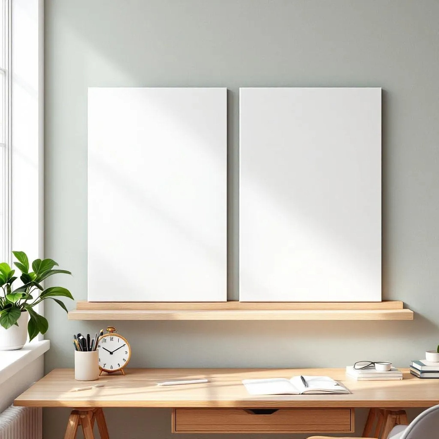 Home Office Premium Interior Mockup — Plain Square Frame Portrait 2:3 — Perspective View — #02951 | MockupBulk