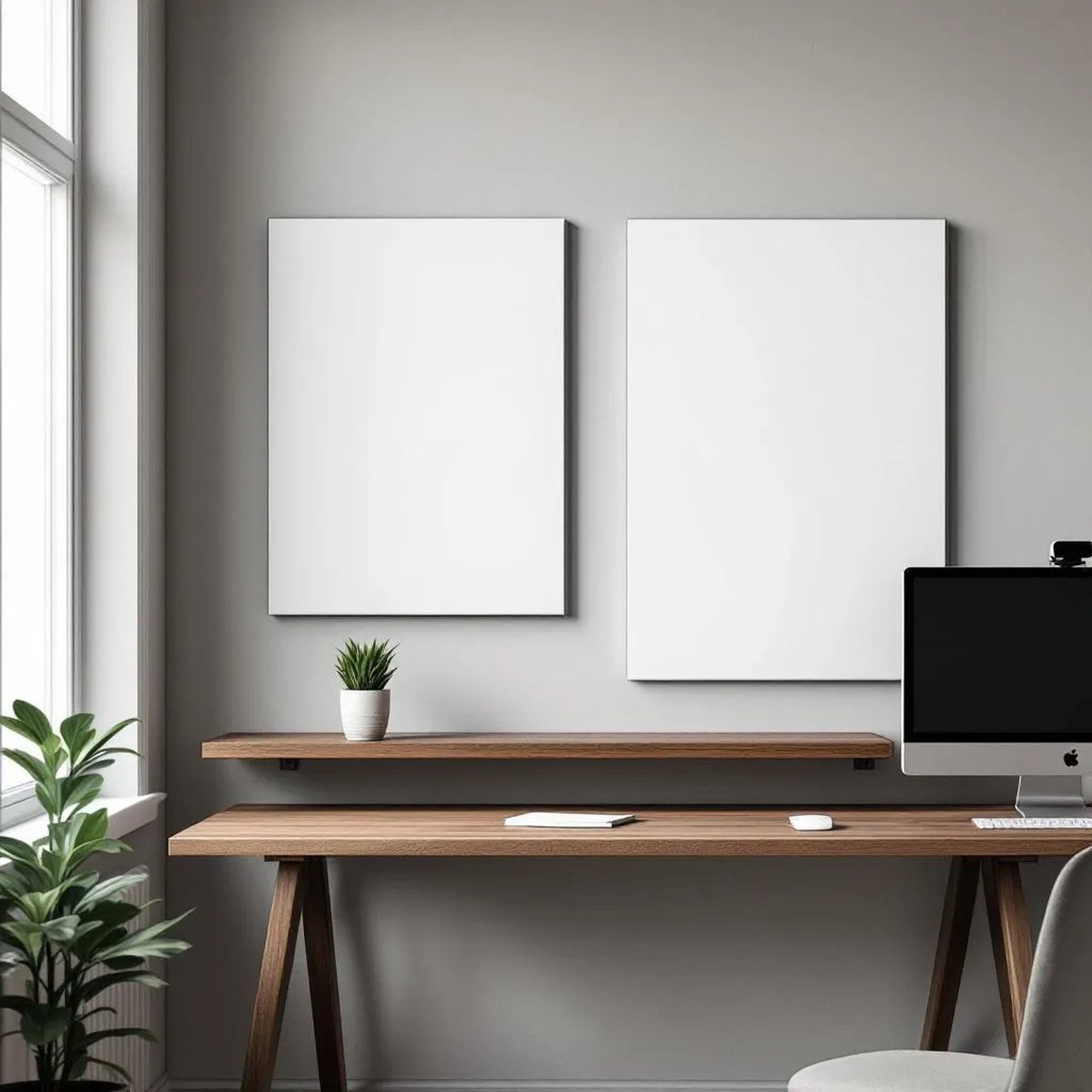 Home Office Professional Frame Mockup — Plain Square Frame A-Series (A4 / A3) — Perspective View — #02952 | MockupBulk
