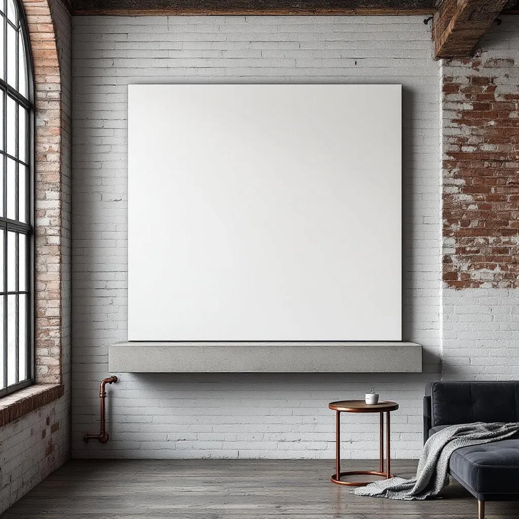 Industrial Loft Professional Frame Mockup — Plain Square Frame Square 1:1 — Perspective View — #02757 | MockupBulk