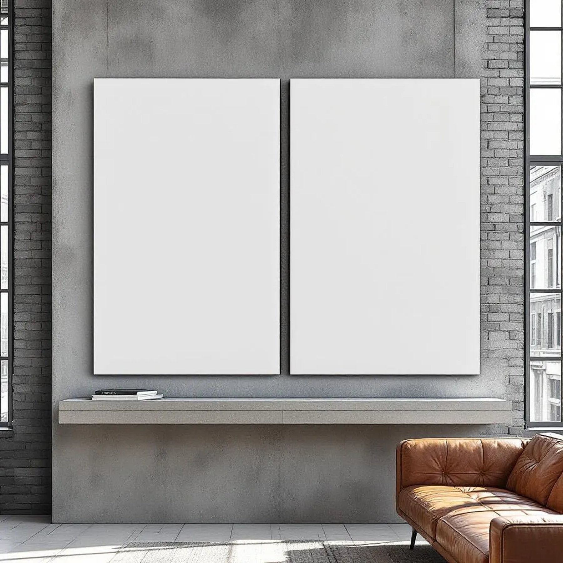 Industrial Loft Professional Frame Mockup — Plain Square Frame Portrait 2:3 — Perspective View — #02758 | MockupBulk