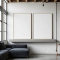 Industrial Loft Editorial Room Mockup — Plain Square Frame A-Series (A4 / A3) — Perspective View — #02760 | MockupBulk