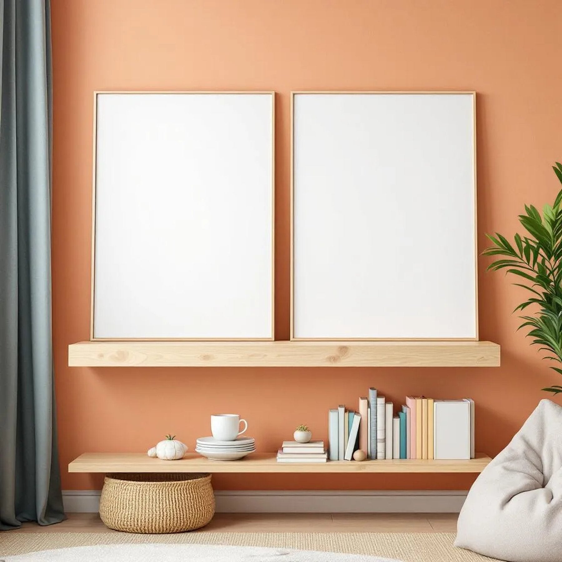 Kids Room Frame Display Mockup — Plain Square Frame Portrait 2:3 — Perspective View — #02927 | MockupBulk