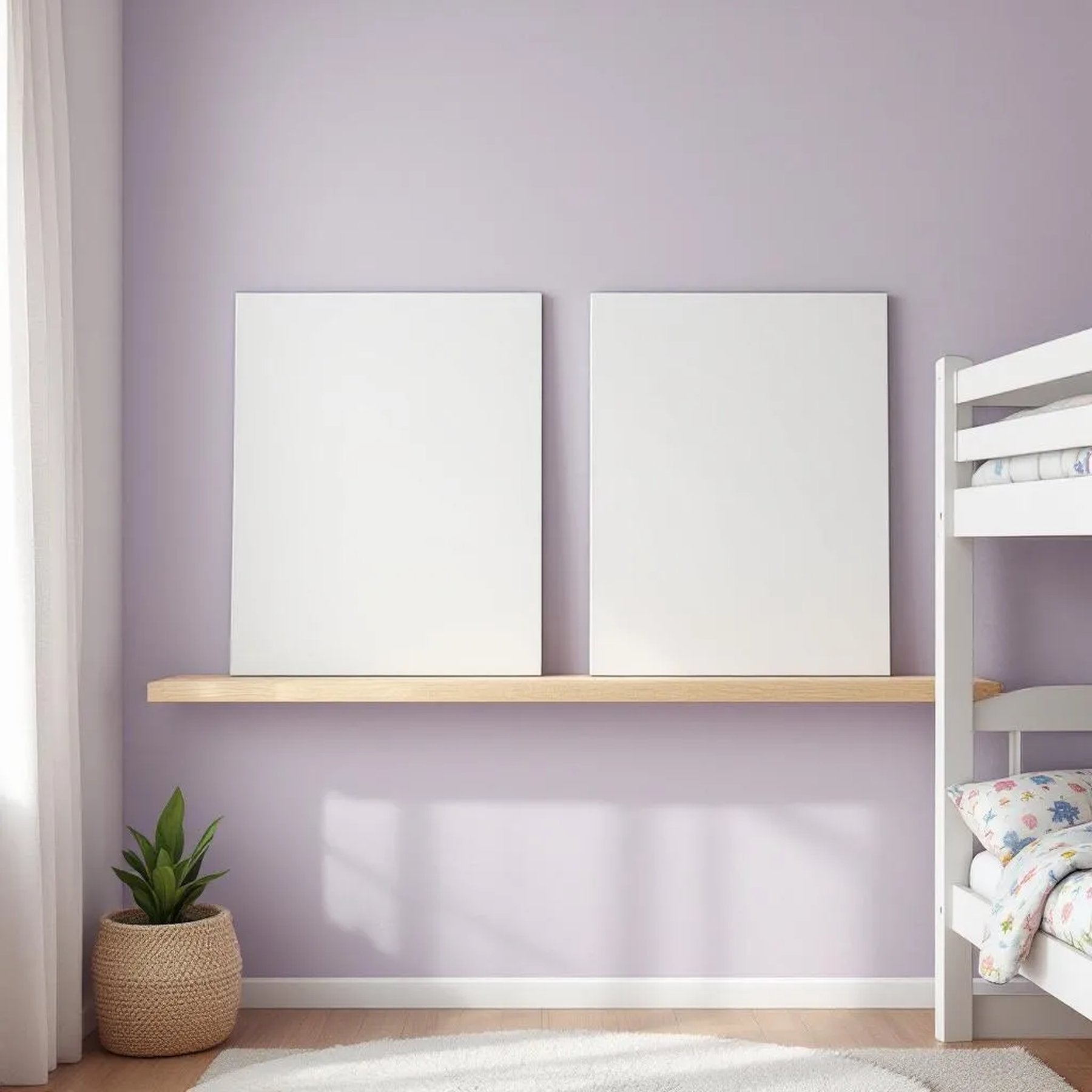 Kids Room High-Res Frame Mockup — Plain Square Frame Landscape 3:4 — Perspective View — #02928 | MockupBulk