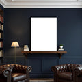 Library & Study Premium Interior Mockup — Plain Square Frame Landscape 11x14 — Perspective View — #03091 | MockupBulk