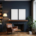 Library & Study Premium Interior Mockup — Plain Square Frame Portrait 2:3 — Perspective View — #03094 | MockupBulk
